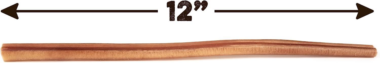12-inch all-natural bully stick dog chew, long-lasting and USA-made for safe digestibility