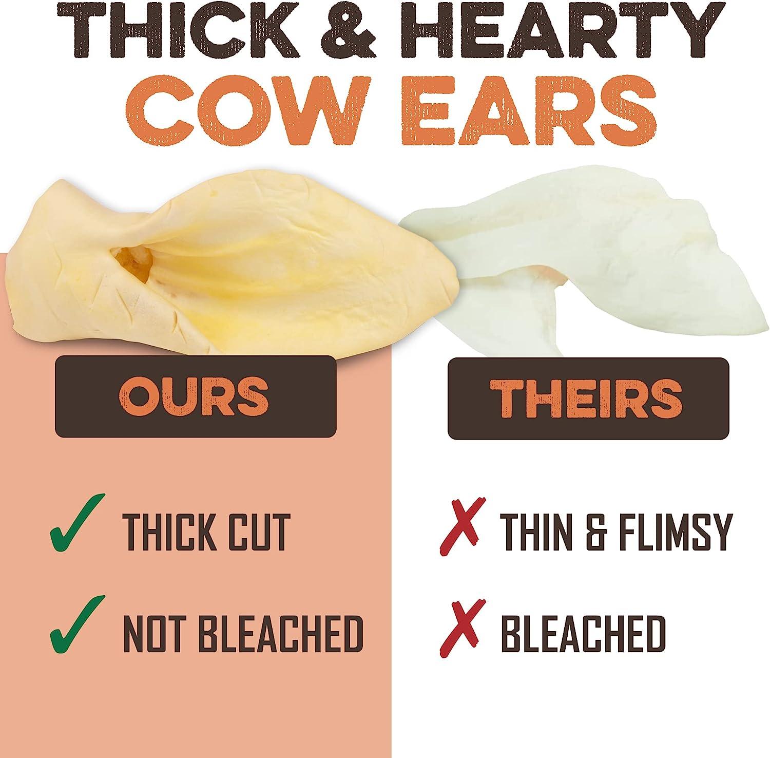 Cow Ears for Dogs, All Natural Whole Ears Harvested from Free Range, No Hormones Added - Brutus & Barnaby