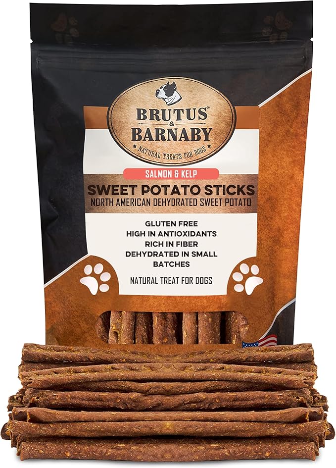 Sweet Potato Dog Treats - Grain Free, Salmon & Kelp Crunchy Sticks