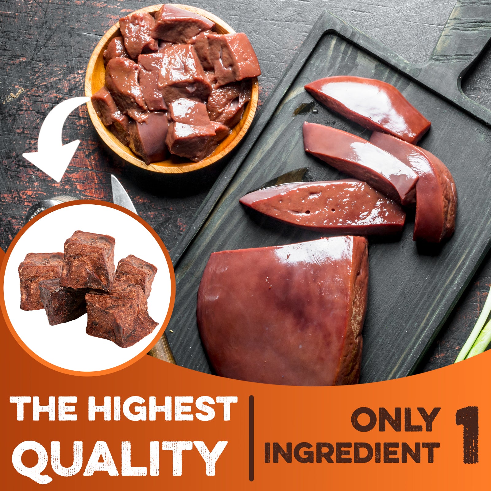 All-natural single-ingredient dog treats made from premium liver, sliced and dried for high-quality chews