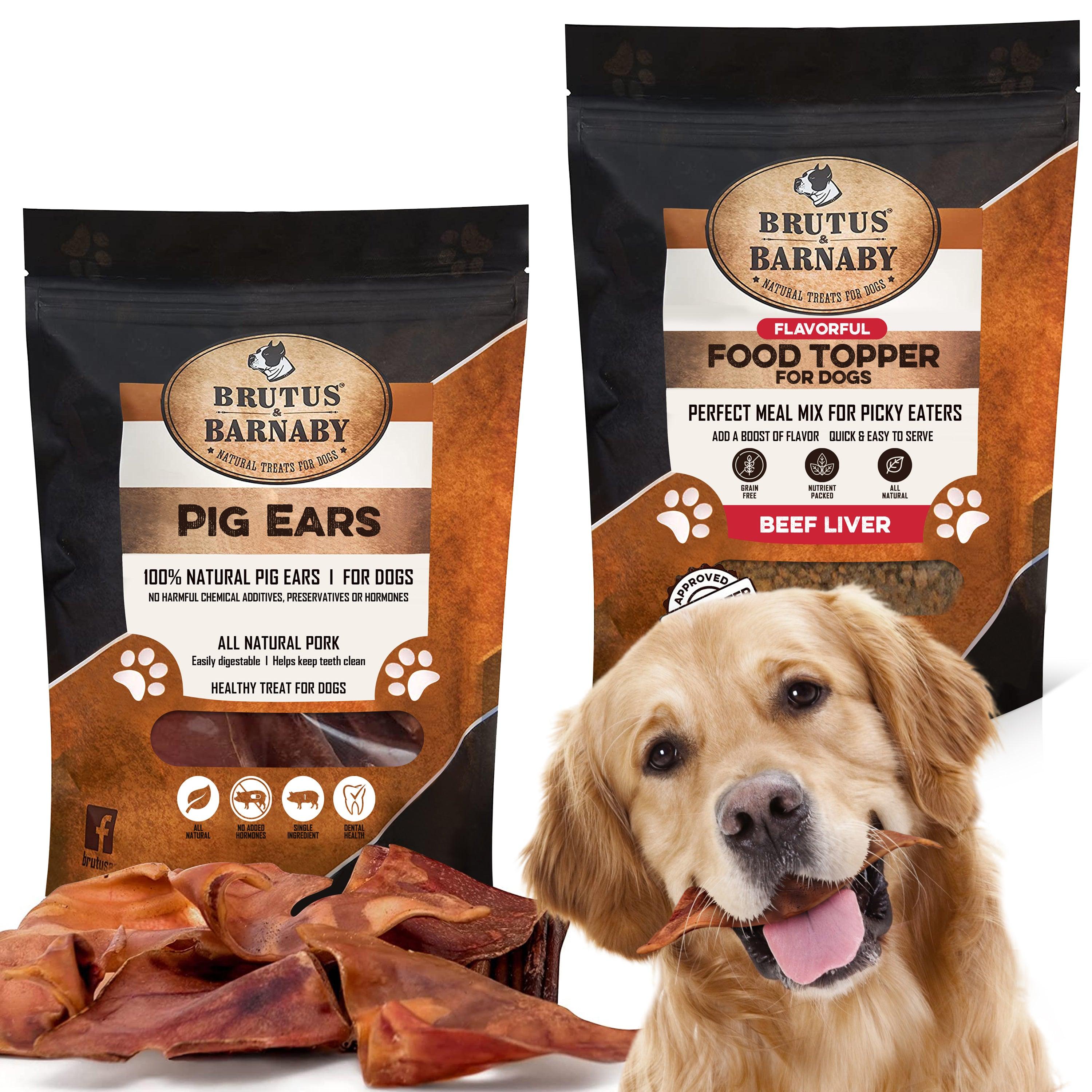 Beef Liver Food Topper + Pig Ears Dog Treats - Brutus & Barnaby