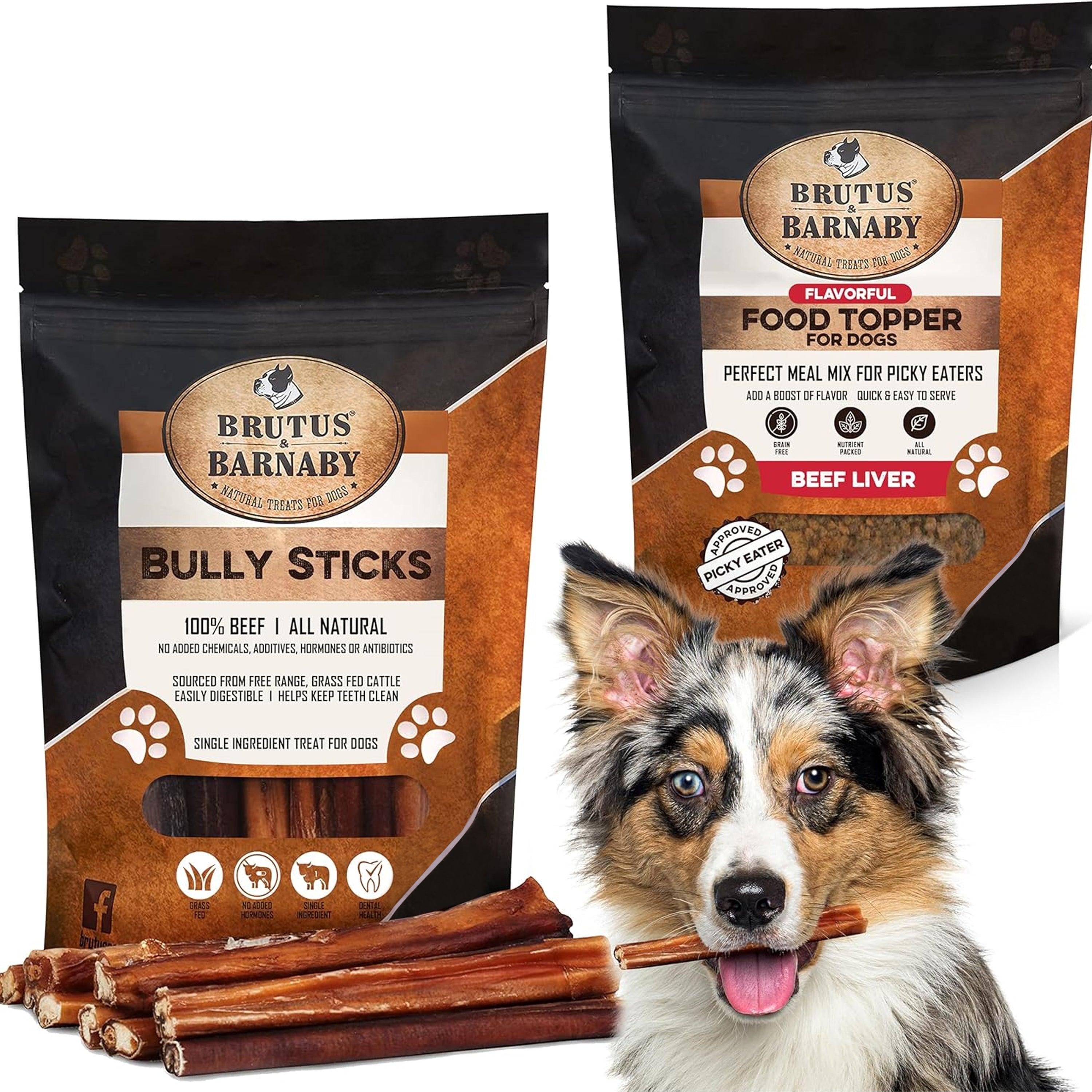 Beef Liver Food Topper + Bully Sticks Treats for Dogs - Brutus & Barnaby