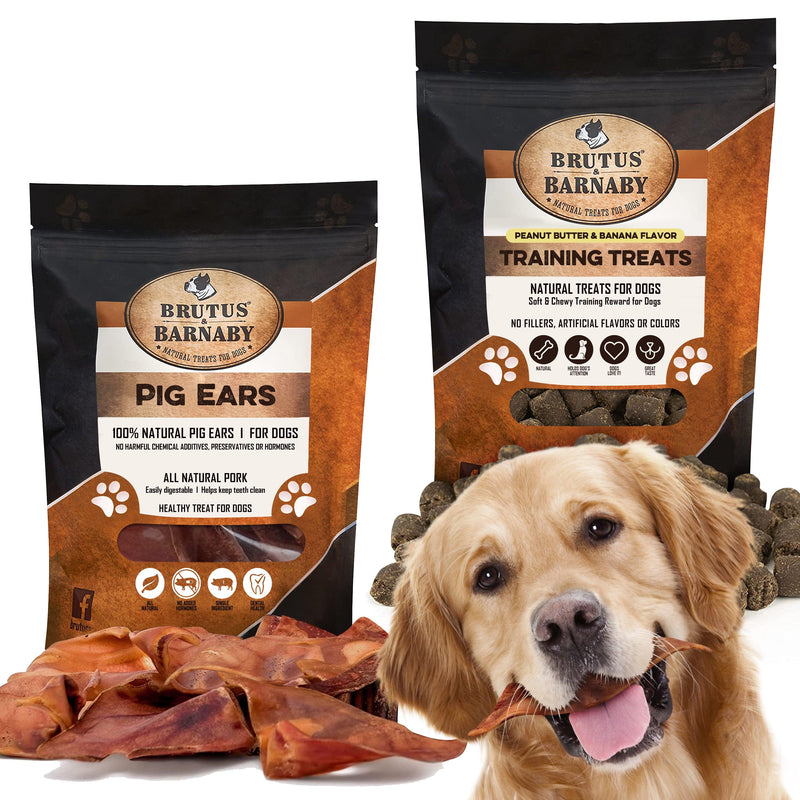 Pig Ears (12) + Training Treats for Dogs (8oz)