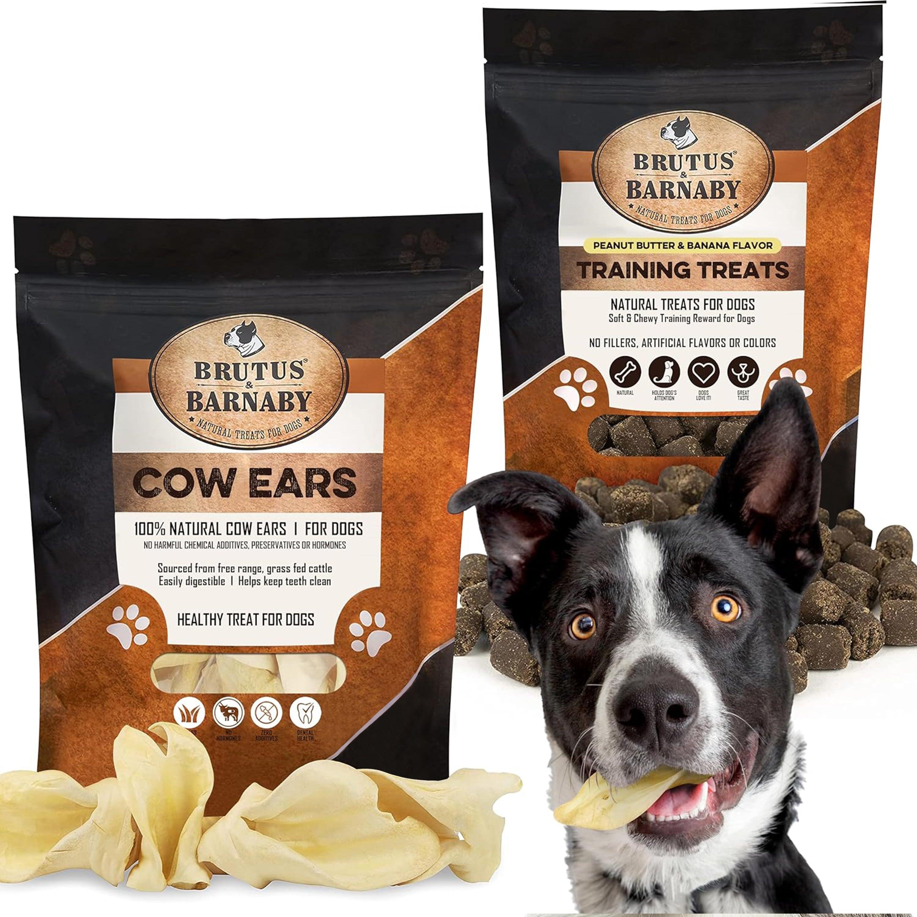 Cow Ears (12) + Training Treats for Dogs (8oz) - Brutus & Barnaby