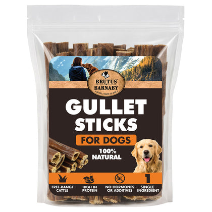 Beef Gullet Sticks for Dogs 6" – Single Ingredient Esophagus Chews, Grain-Free, Dental Support, Joint Health Treats