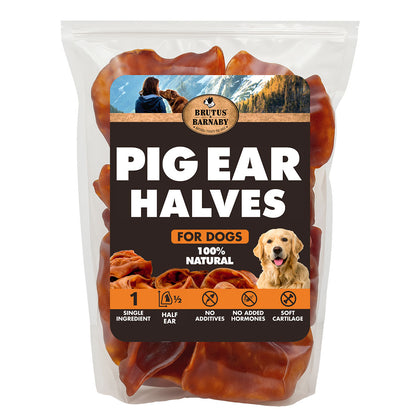 Pig Ear Halves for Dogs – All Natural, Soft Cartilage Chews, Fully Digestible, Great for Puppies & Small Dogs