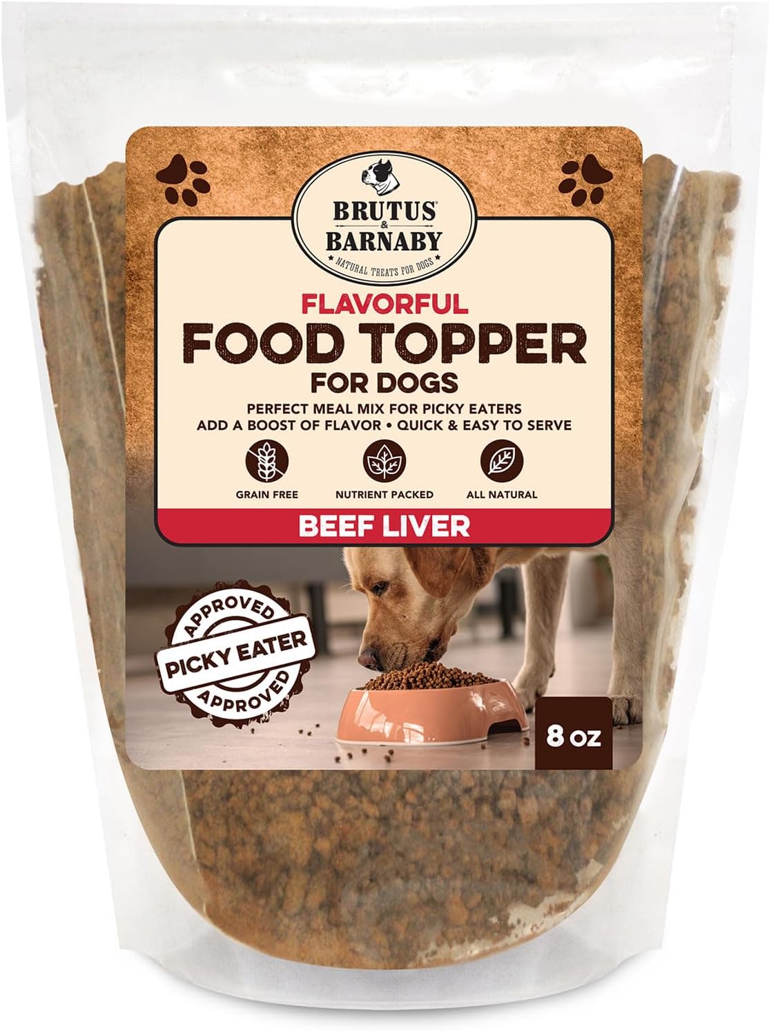 Brutus and Barnaby Beef Liver Dog Food Topper high value dog reward