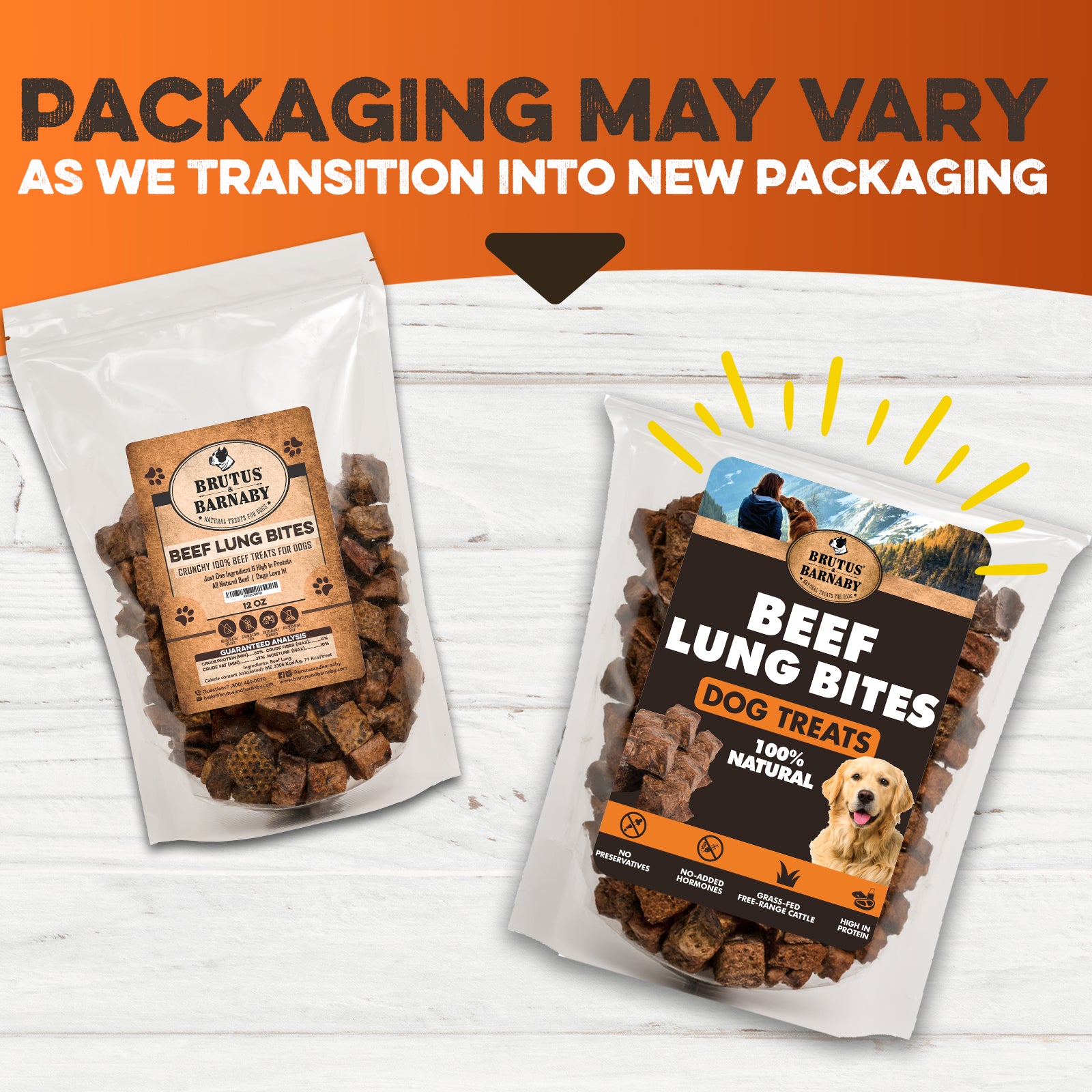 Beef lung bites dog treats, 100% natural, high-protein, no preservatives, grass-fed cattle, packaging may vary