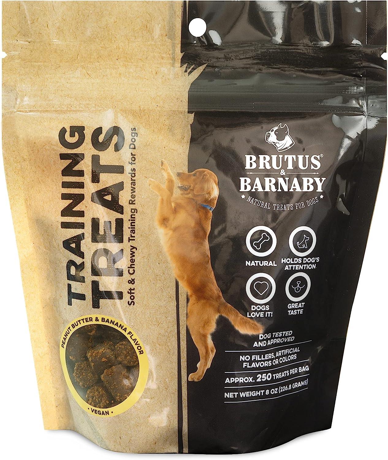 Brutus & Barnaby peanut butter banana training treats for dogs, natural soft chewy rewards, vegan, no artificial fillers