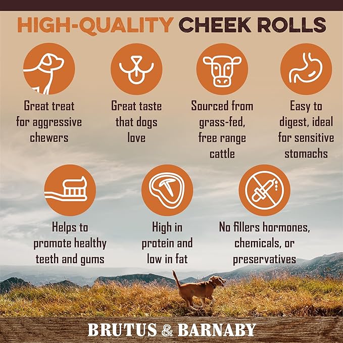 High-quality cheek rolls for dogs: grass-fed, high-protein, no fillers, great for chewers & sensitive stomachs