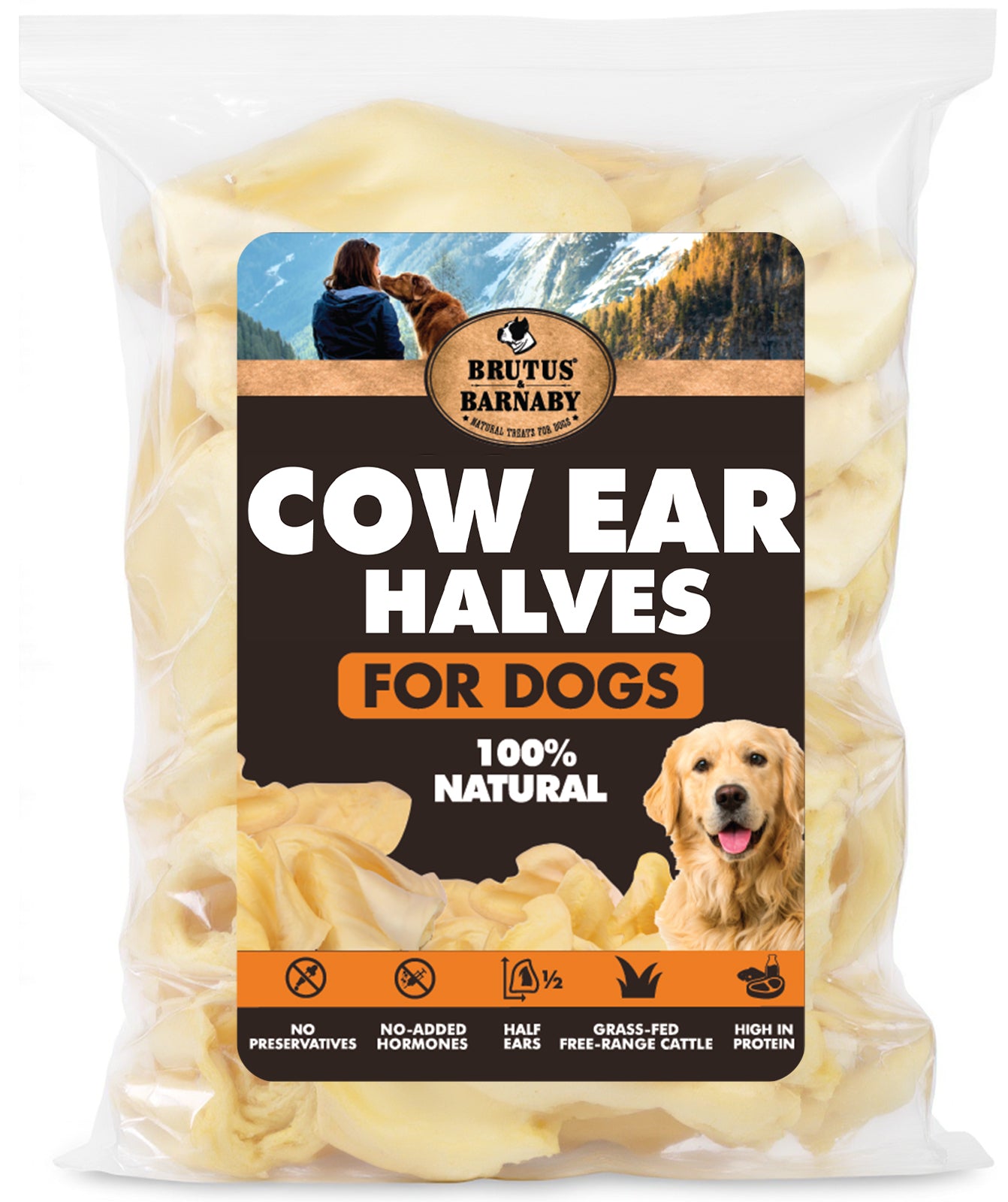 Cow Ear Halves Dog Chews – Thick Cut Half Ears, All Natural, Grass-Fed, Rawhide Alternative, Easy to Digest