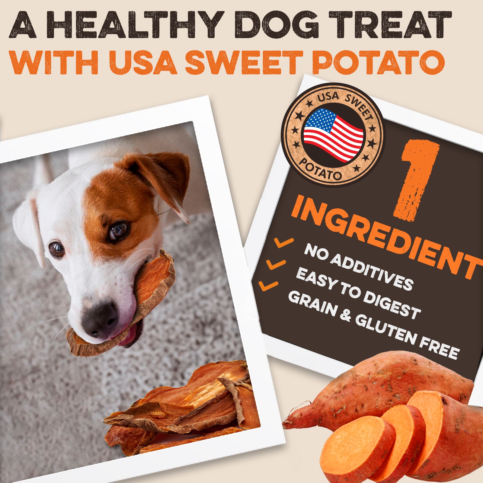 Sweet Potato Slices - Single Ingredient USA Grown, Zero Preservatives or Chemicals Added