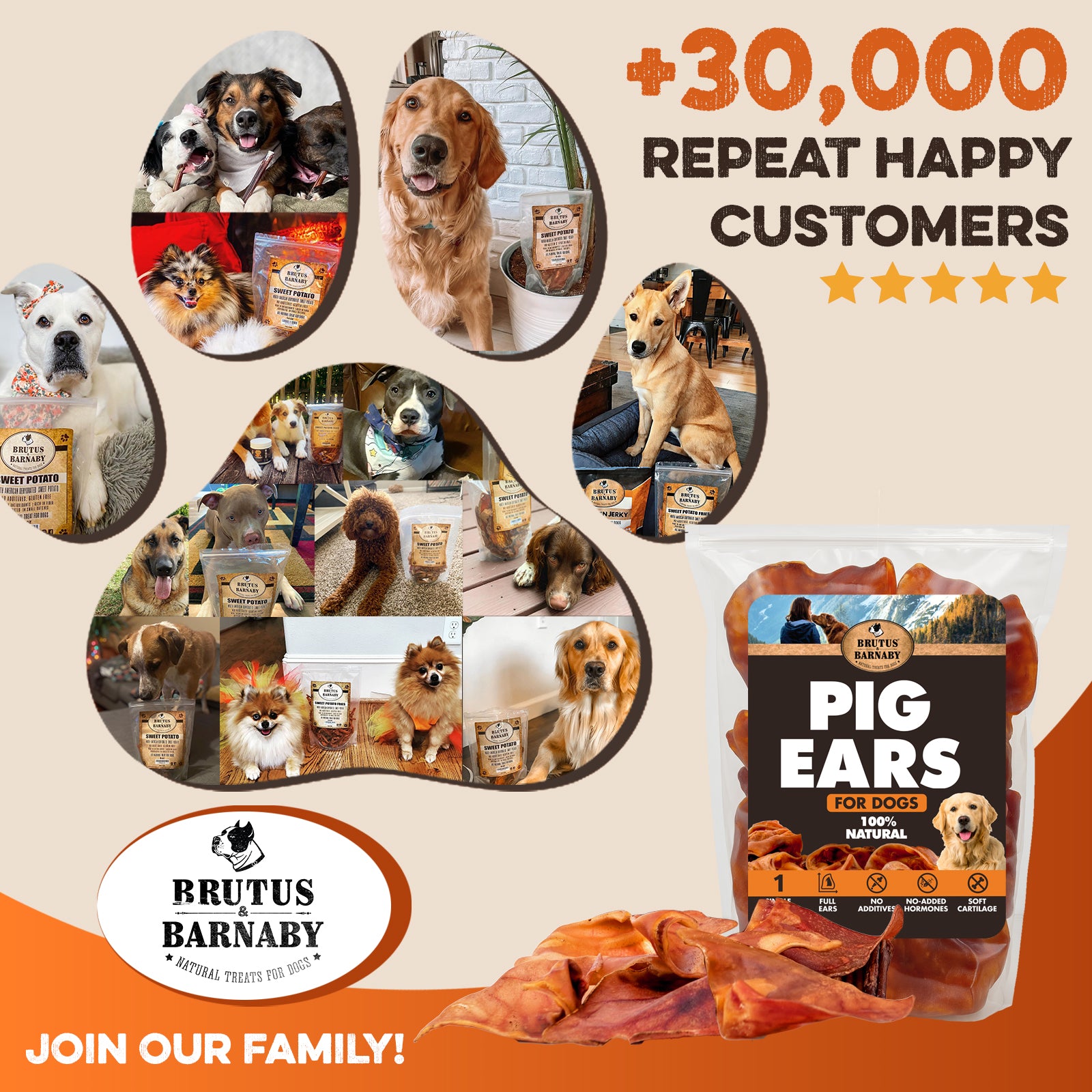 Pig Ears for Dogs - Large, Whole and Natural