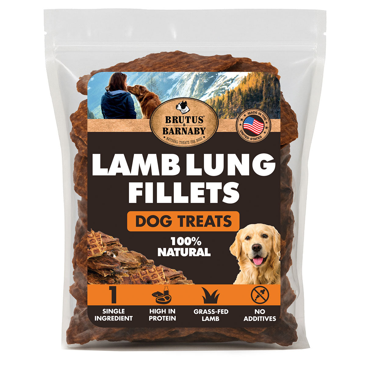 Brutus and Barnaby Lamb Lung high protein dog treats