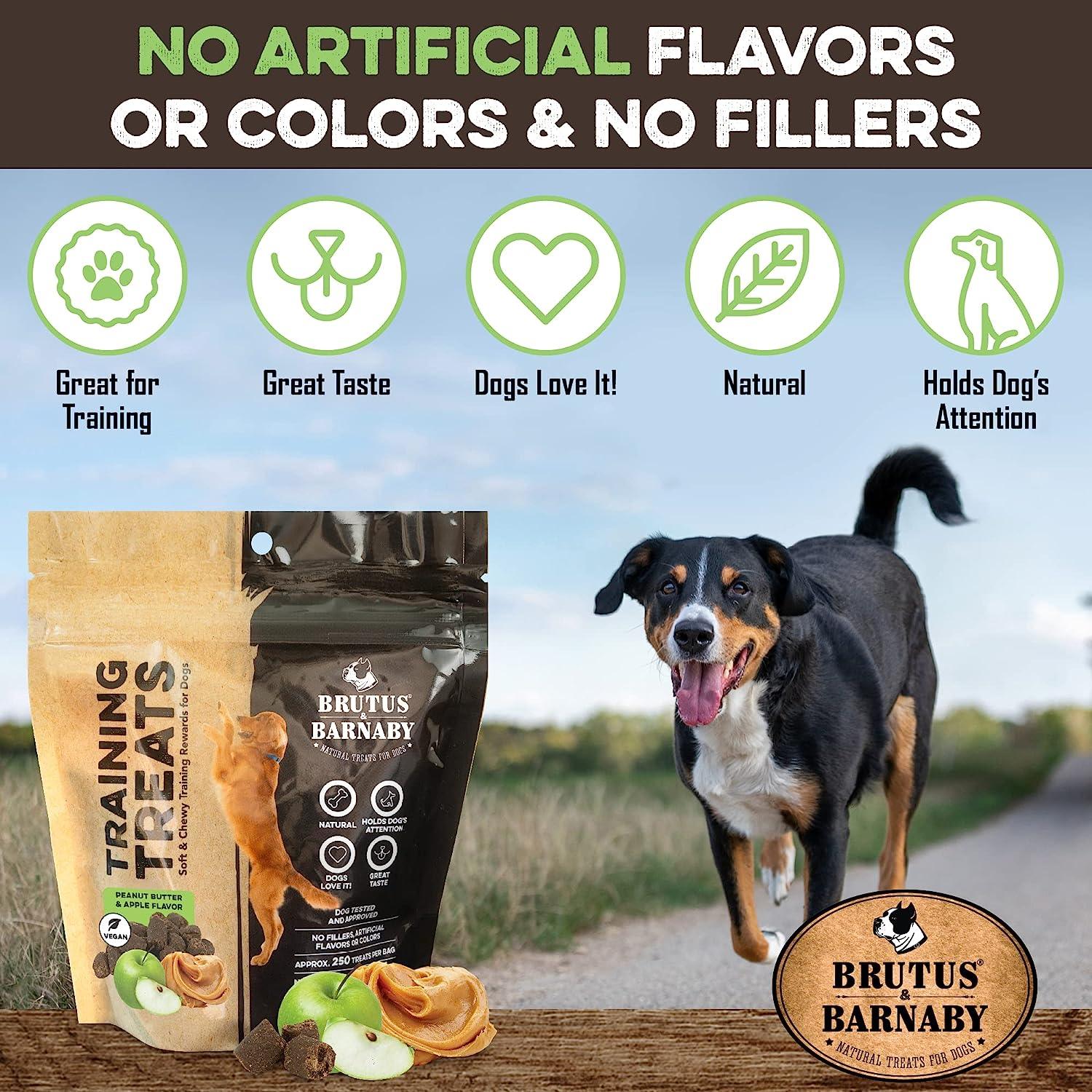 Natural dog training treats with peanut butter & apple flavor, no artificial flavors or fillers, great for training and dogs love them
