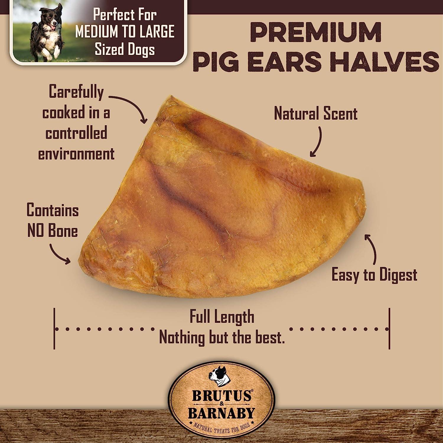 Premium pig ear halves for medium to large dogs — natural, bone-free, easy to digest chew treat