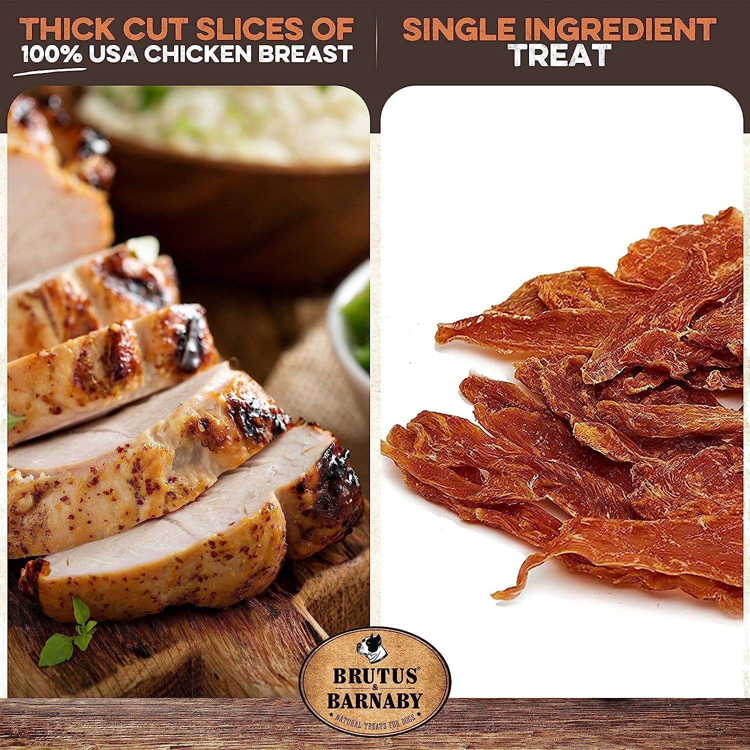 Thick-cut USA chicken breast dog treats, single-ingredient, all-natural, made in USA for healthy pets