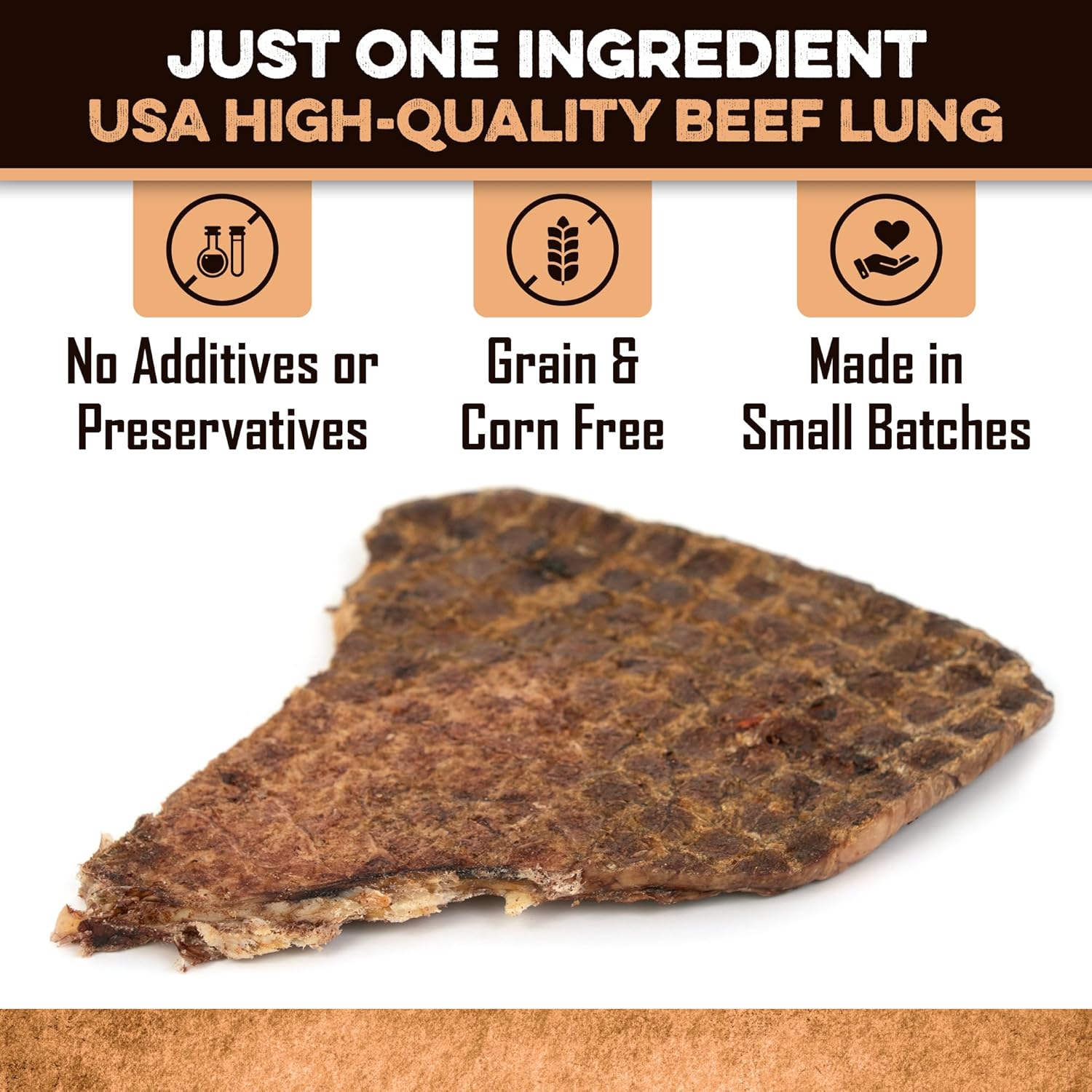 USA high-quality beef lung dog treat, grain & corn free, no additives, made in small batches
