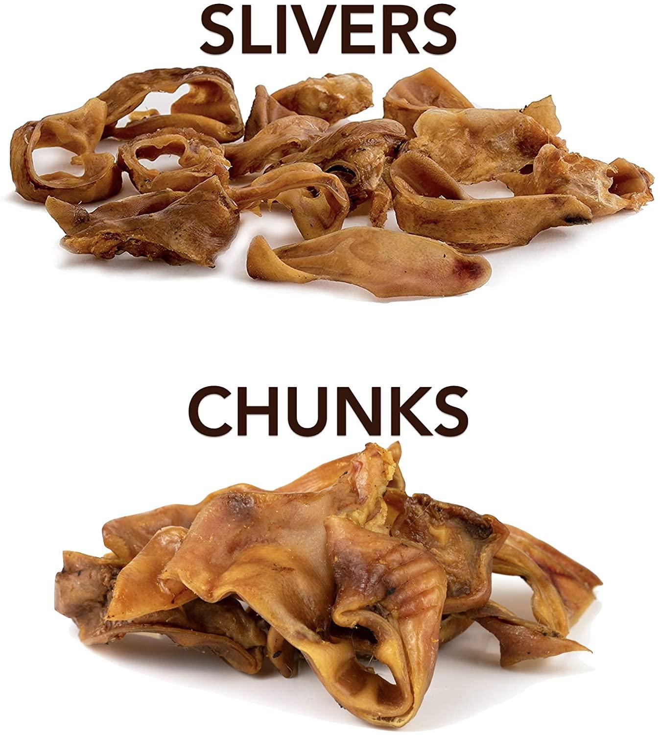 Difference between pig ear slivers and chunks