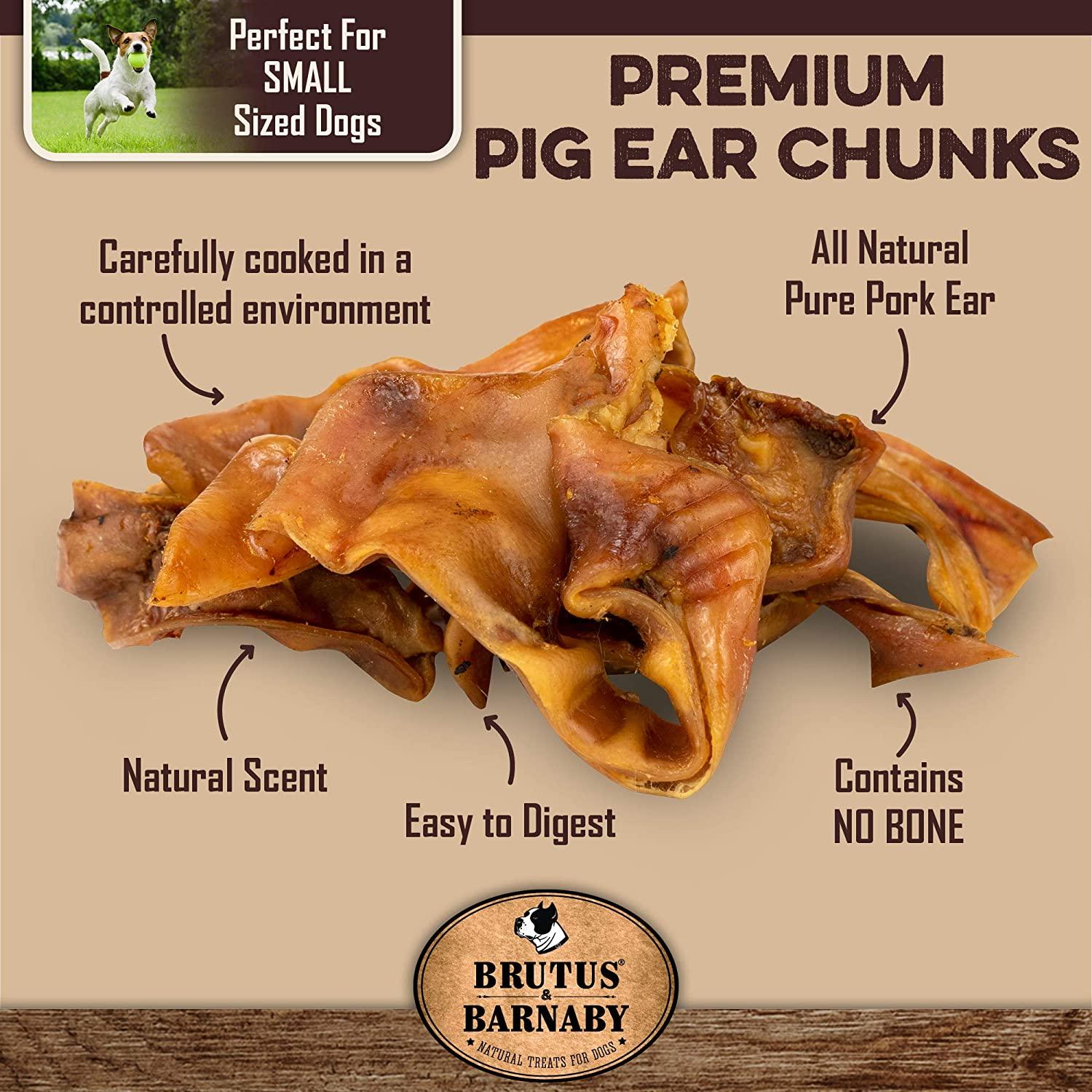 Brutus & Barnaby Premium Pig Ear Chunks - Healthy Treats To Give Dogs