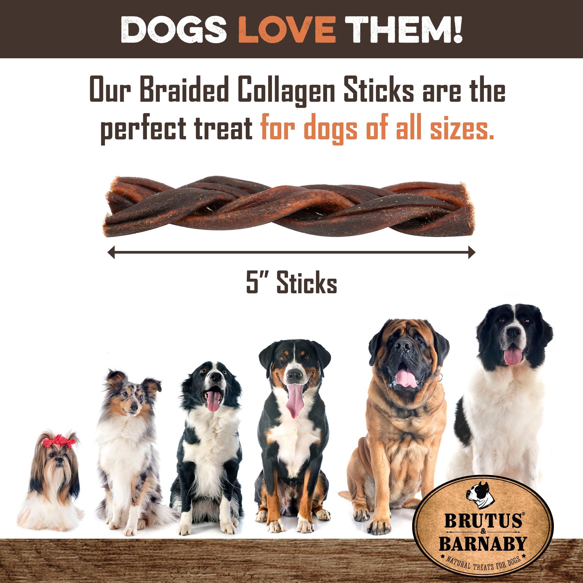 Braided Beef Collagen Sticks For Dogs - 6
