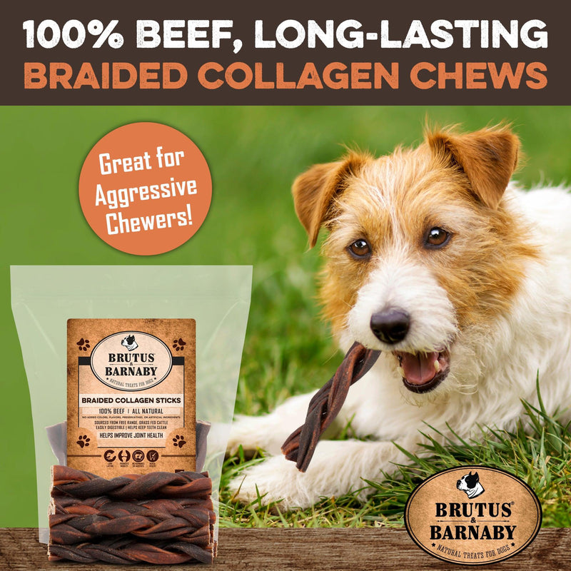 Braided Beef Collagen Sticks For Dogs - 6"
