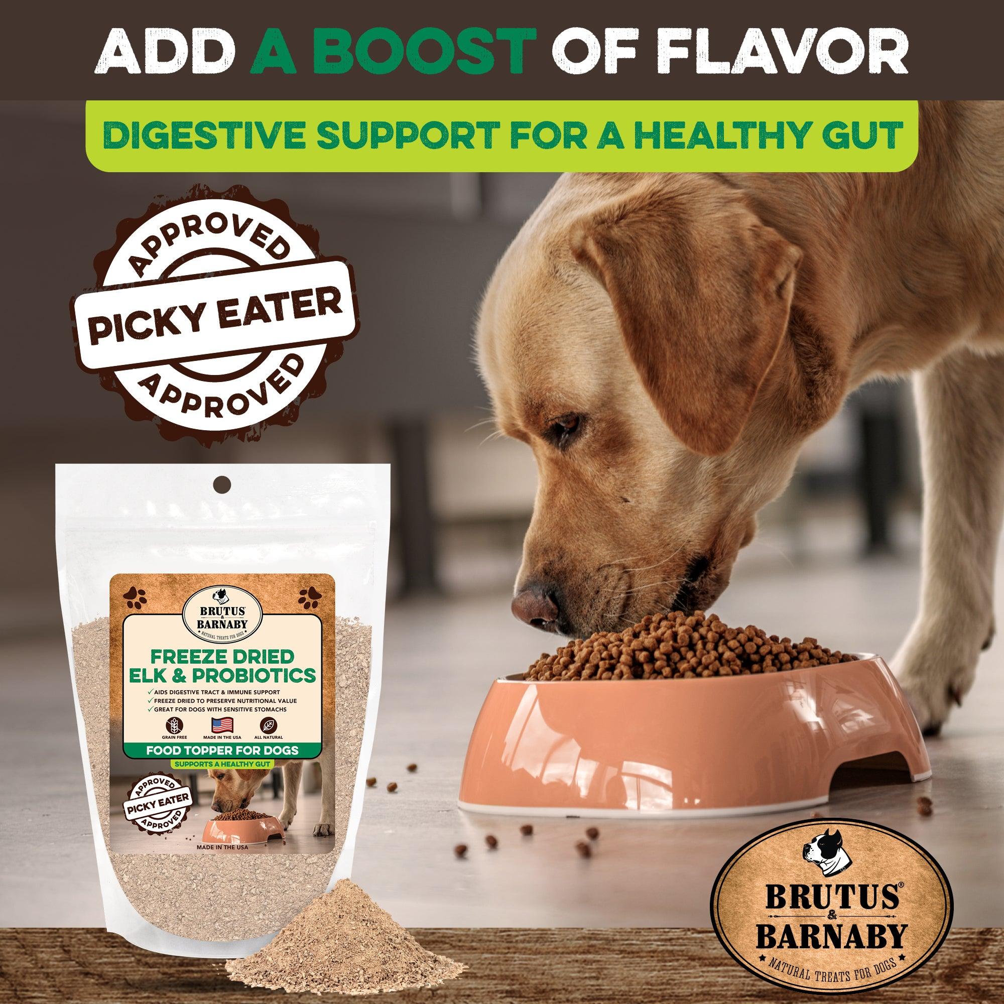 Freeze Dried Dog Food Topper - Raw Elk - Digestive Strength - Brutus & Barnaby