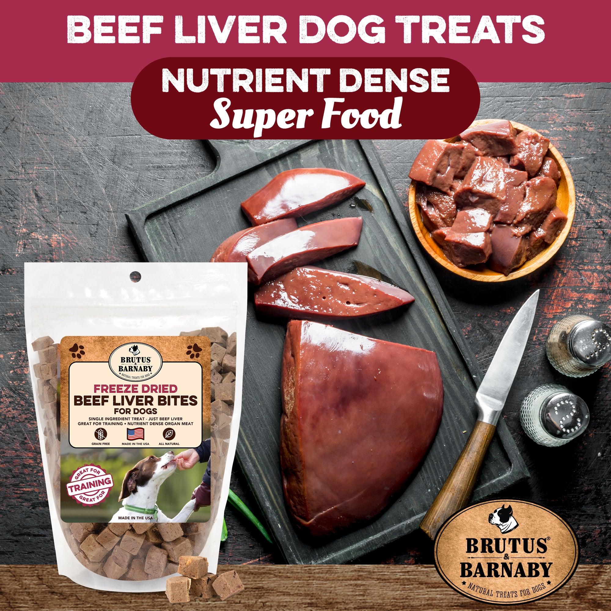 Freeze Dried Beef Liver Bites Dog Treats - Brutus & Barnaby