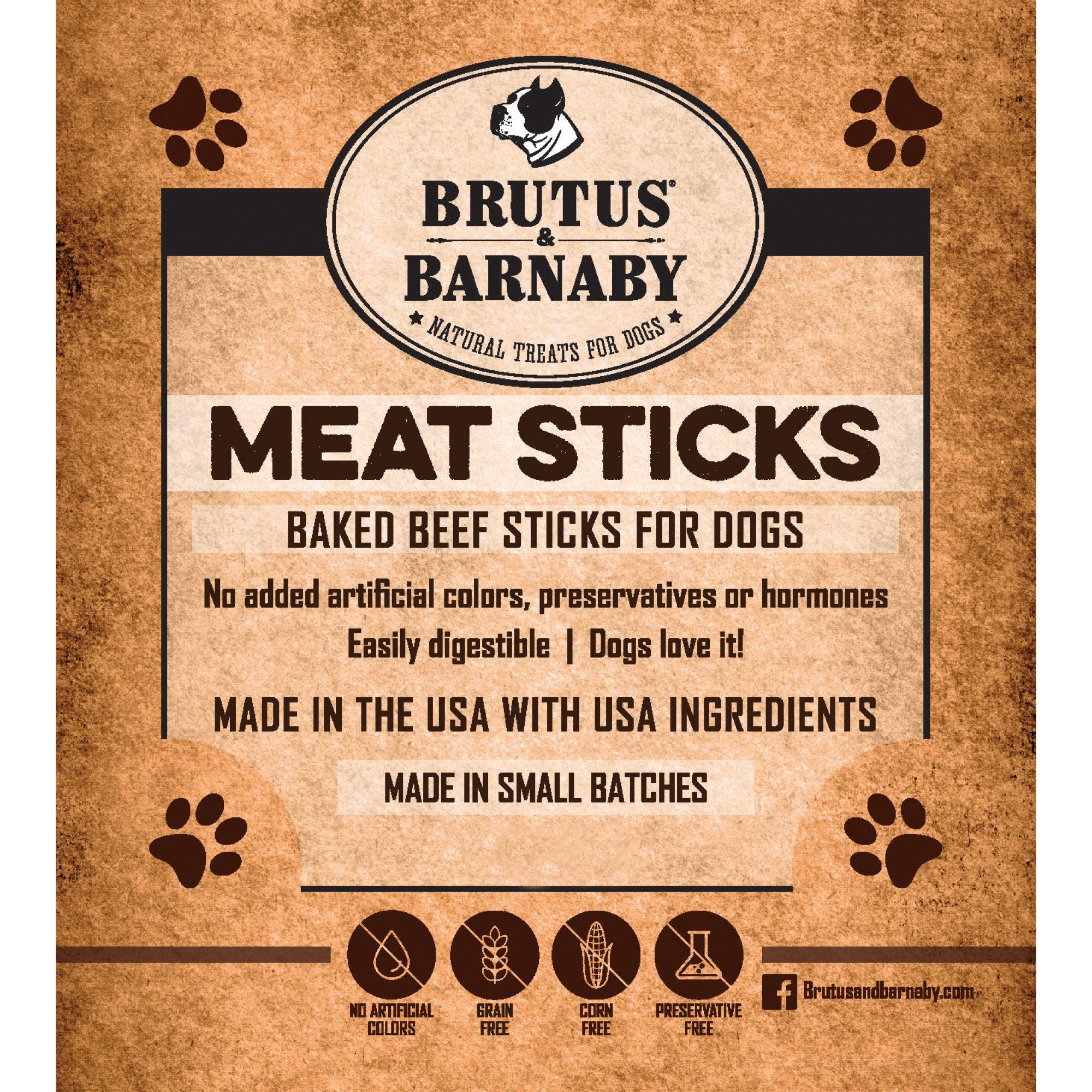 Beef Meat Sticks for Dogs - Thick & Hearty Beef Liver & Lung Sticks Made in USA - Brutus & Barnaby