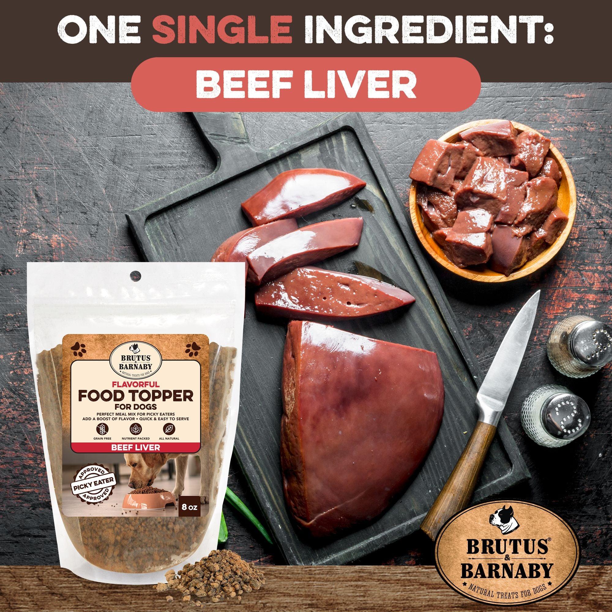 Beef liver dog food topper, all-natural single-ingredient treat for picky eaters, grain-free & nutrient-packed