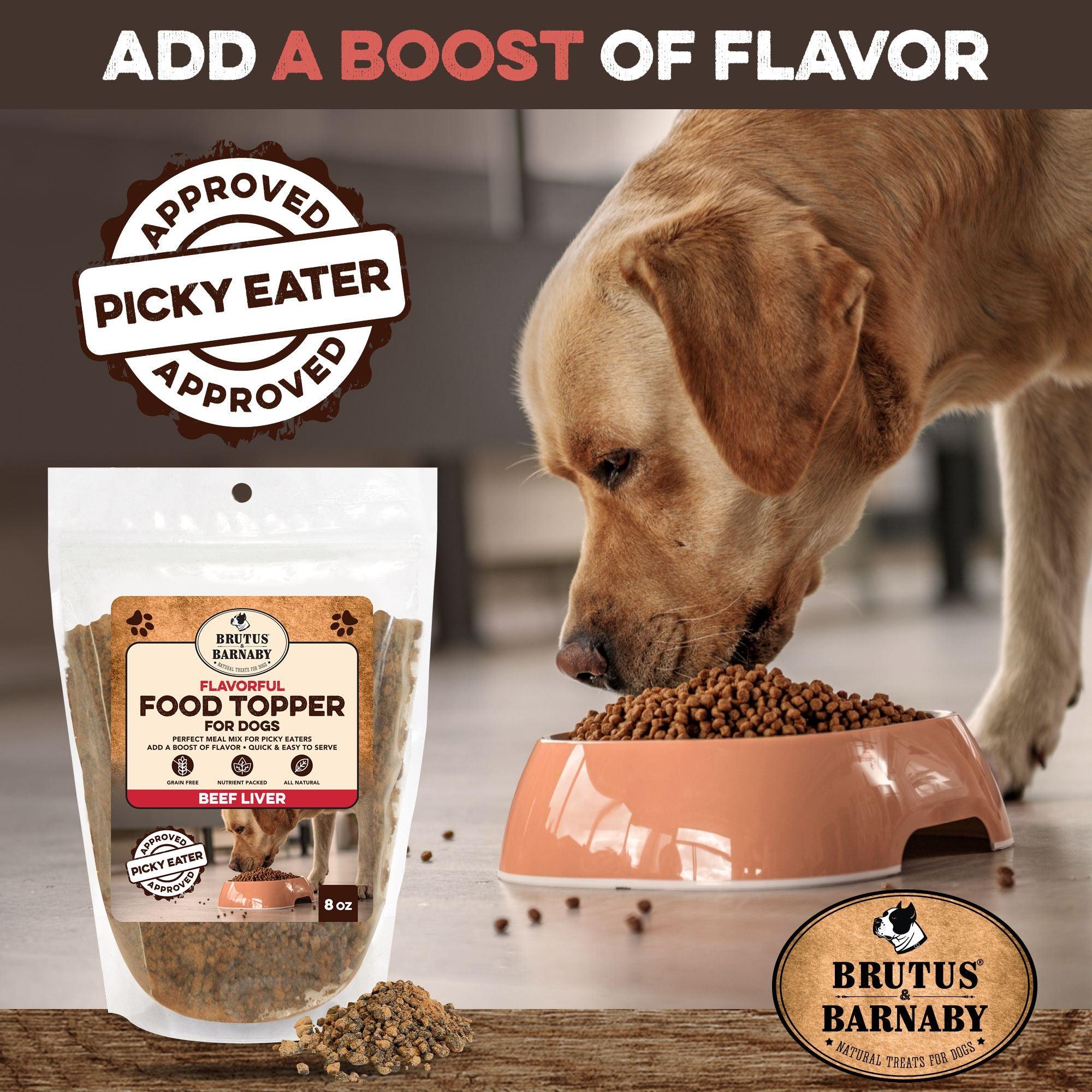 Beef liver food topper for dogs, all-natural flavor boost for picky eaters, grain-free dog treat