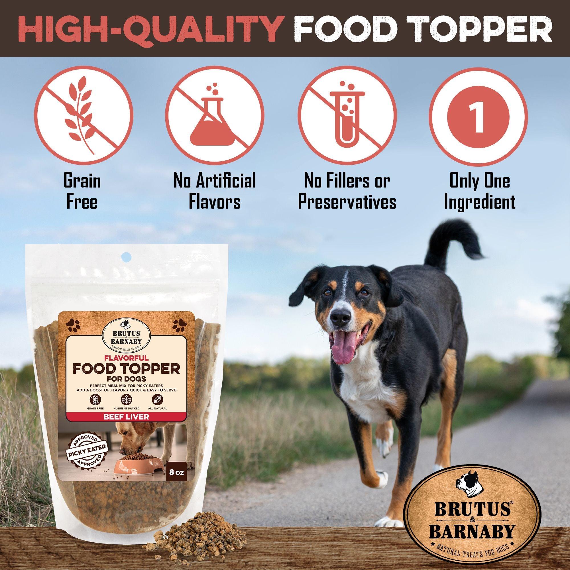 Grain-free beef liver food topper for dogs, all-natural with no fillers, perfect for picky eaters
