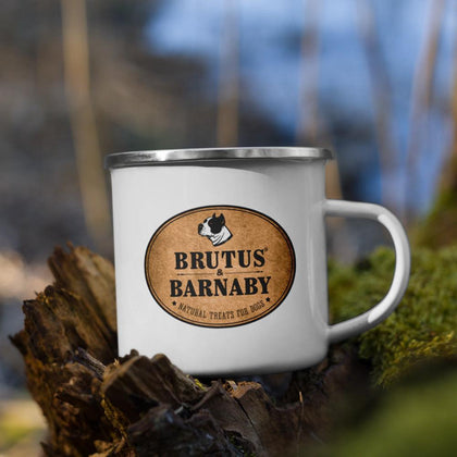 Brutus & Barnaby Camping Mug | 12oz Enamel Dog Lover Mug
